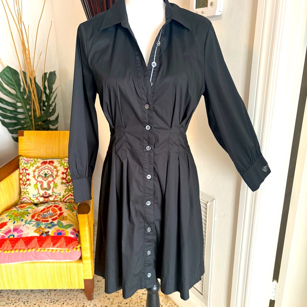 VERONICA BEARD Designer Polina Black Shirt Dress! Long Sleeves! Exquisite Detail